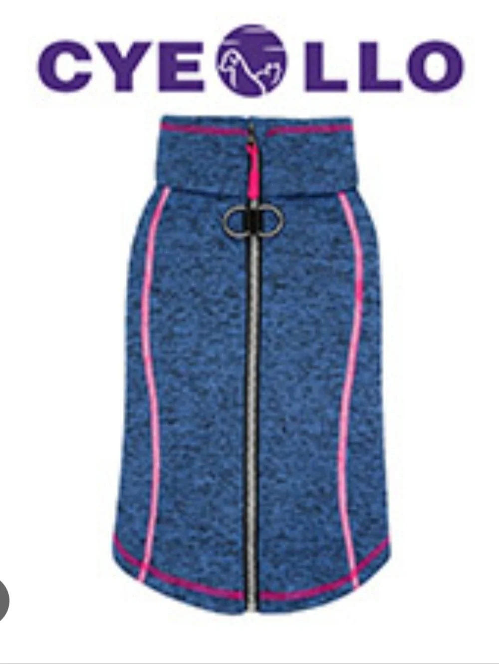 cyeollo XL Dog Jacket Coat Fleece Dog Blue with Pink Reflective